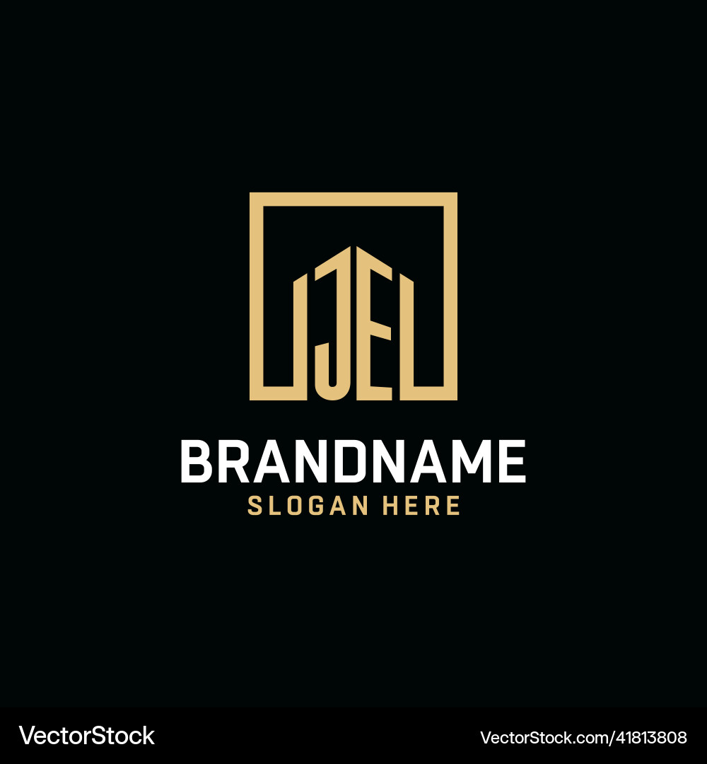 Je initial monogram logo design with square shape Je initial monogram logo design with square shape vector image
