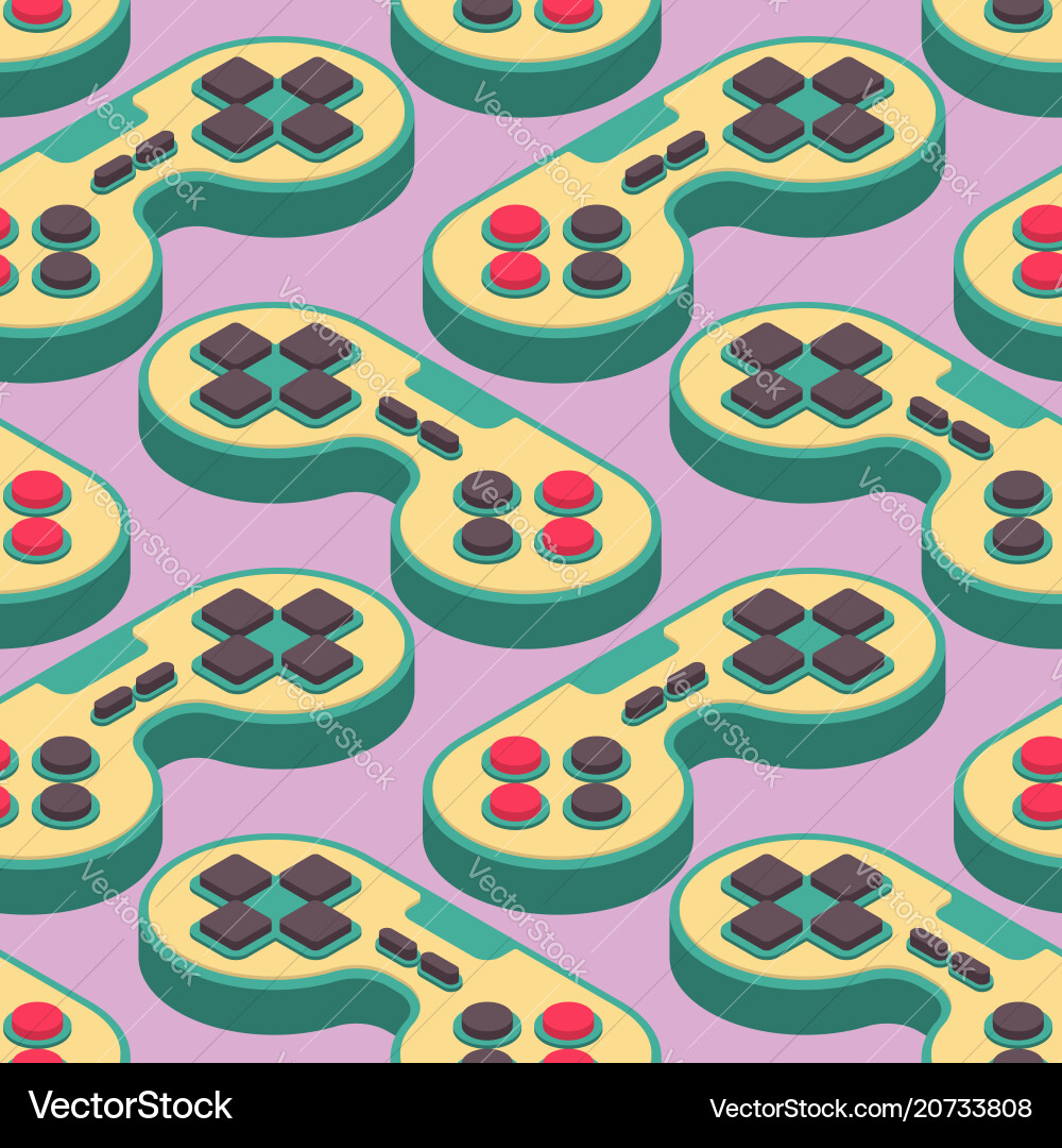 Joystick retro seamless pattern gampad game Joystick retro seamless pattern gampad game vector image