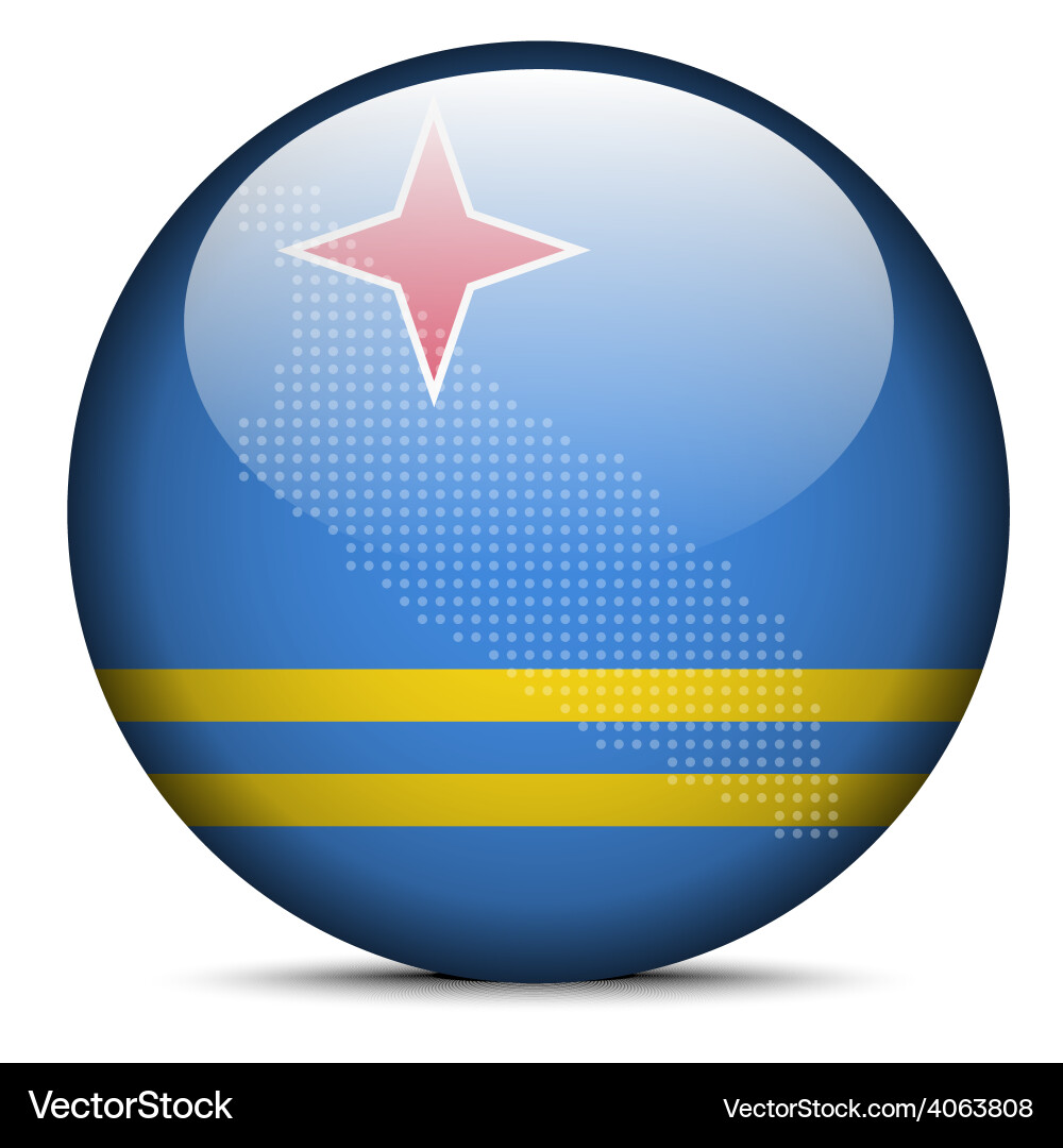 Map with dot pattern on flag button of aruba vector image