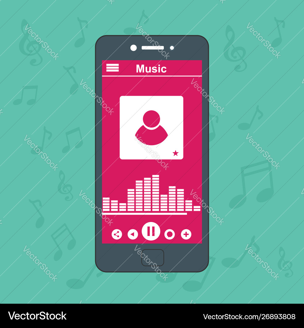Media player application app template with flat Vector Image