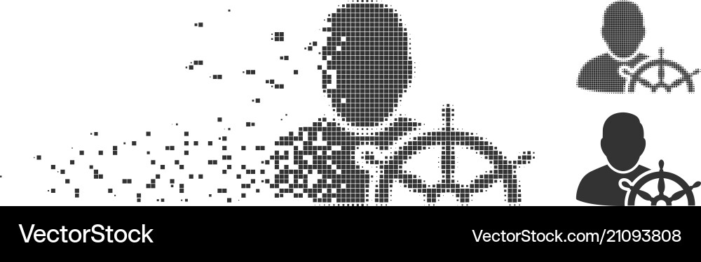 Moving pixel halftone navigation captain icon Vector Image