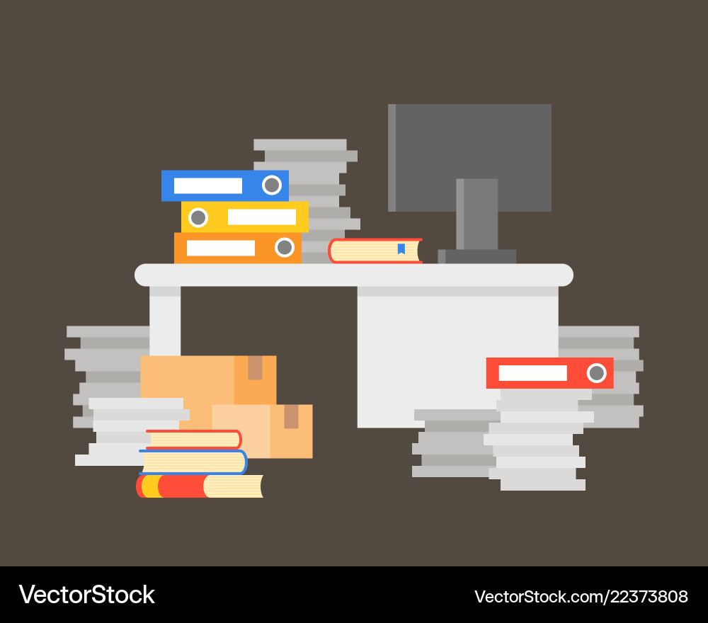 Overloaded Workspace - Documents & Computer vector image