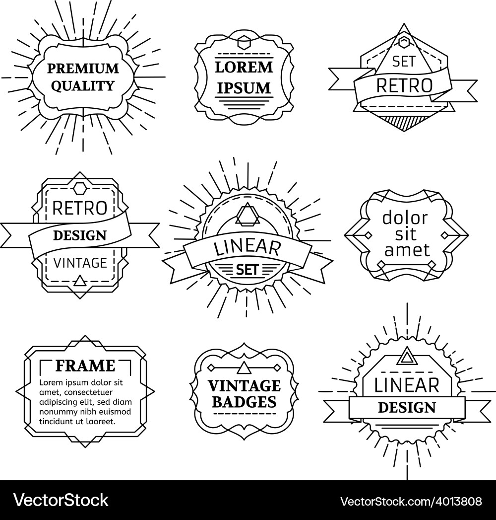 Retro Badge Set - Linear Labels vector image