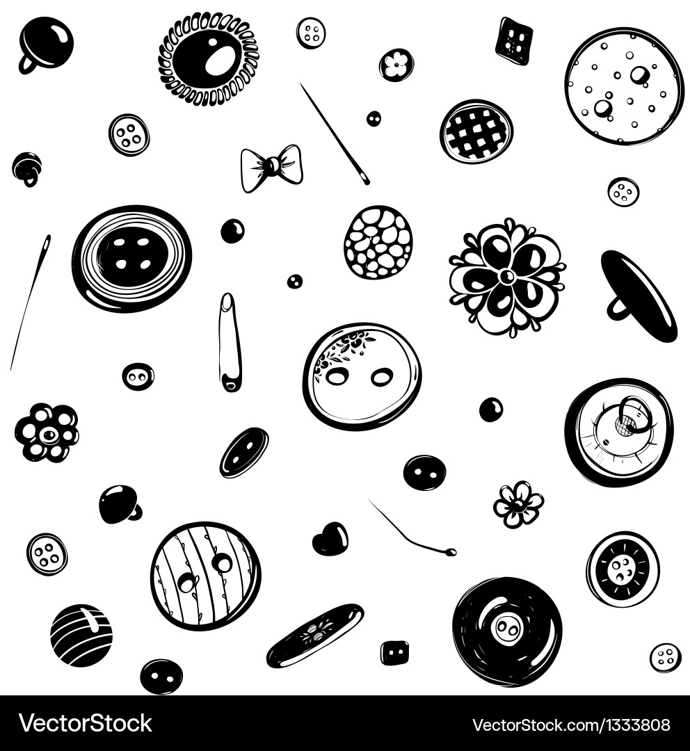 Seamless Buttons and Needles Pattern vector image