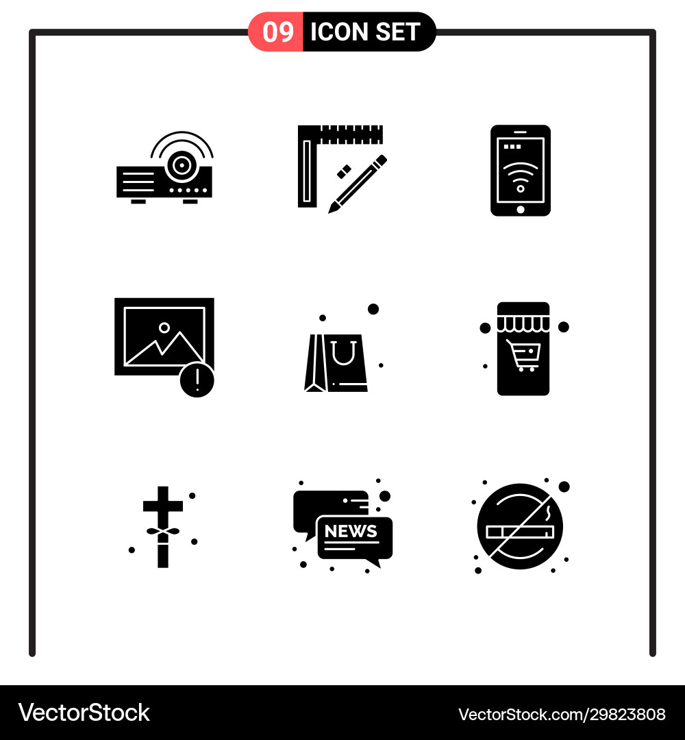 Set 9 solid style icons for web and mobile Set 9 solid style icons for web and mobile Vector Image