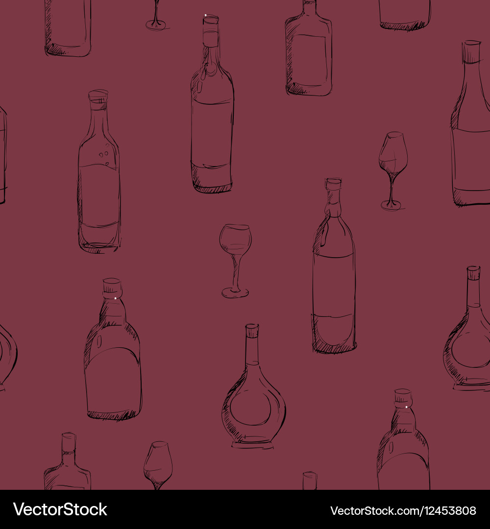 Set of bottles with alcohol seamless Vector Image
