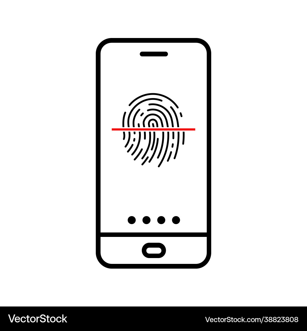 Smartphone unlocking icon fingerprint scan Smartphone unlocking icon fingerprint scan vector image