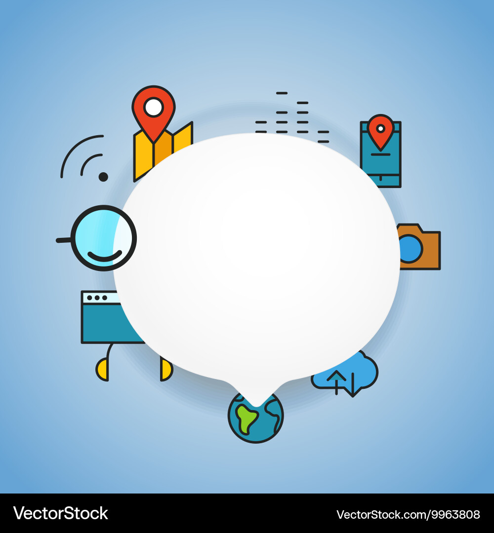 Speech cloud template with different icons add Vector Image