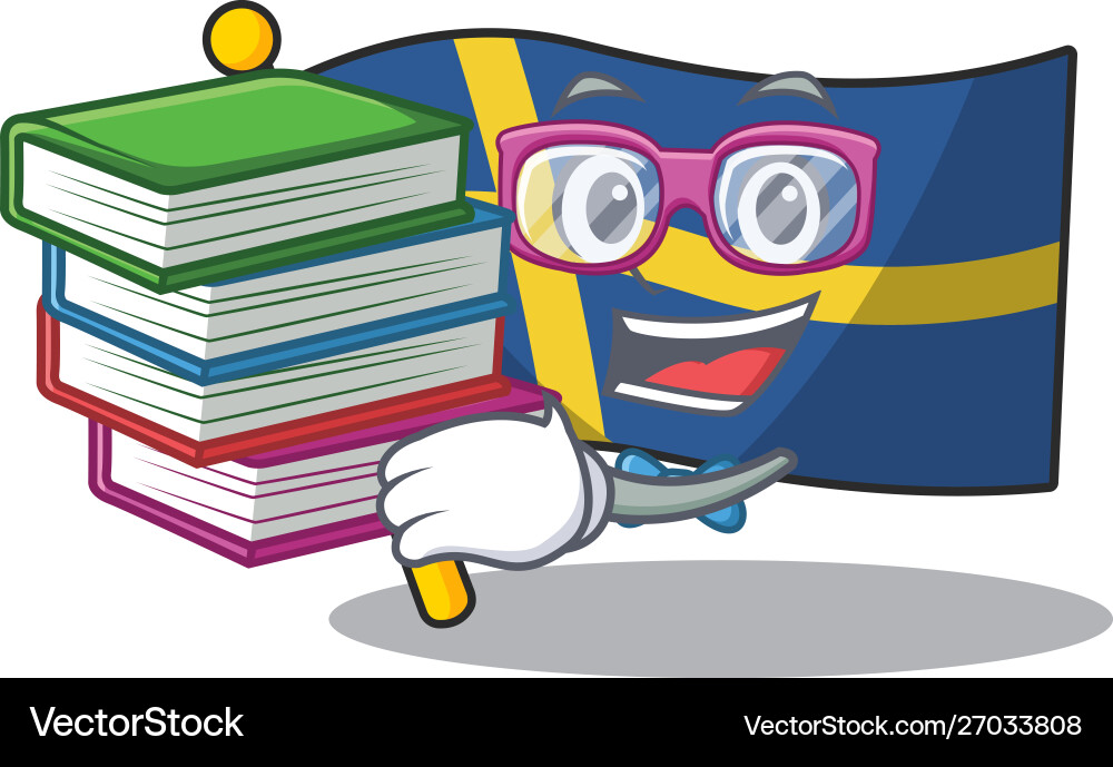 Student with book swede flags flutter on character vector image