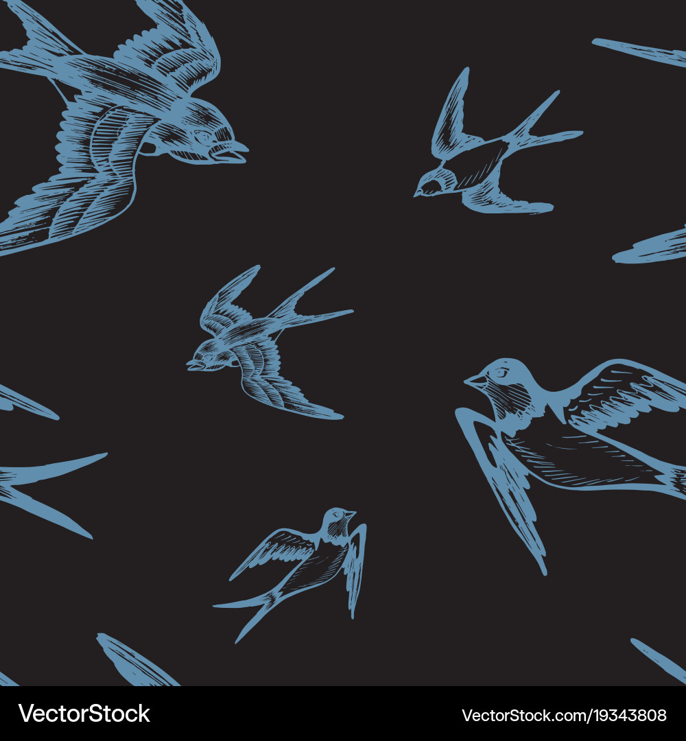 Swallow Pattern Sketch Vector Image