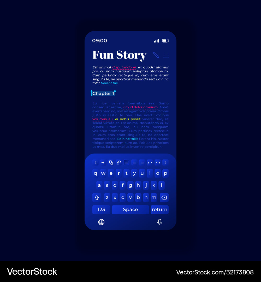 Text writing smartphone interface template Vector Image