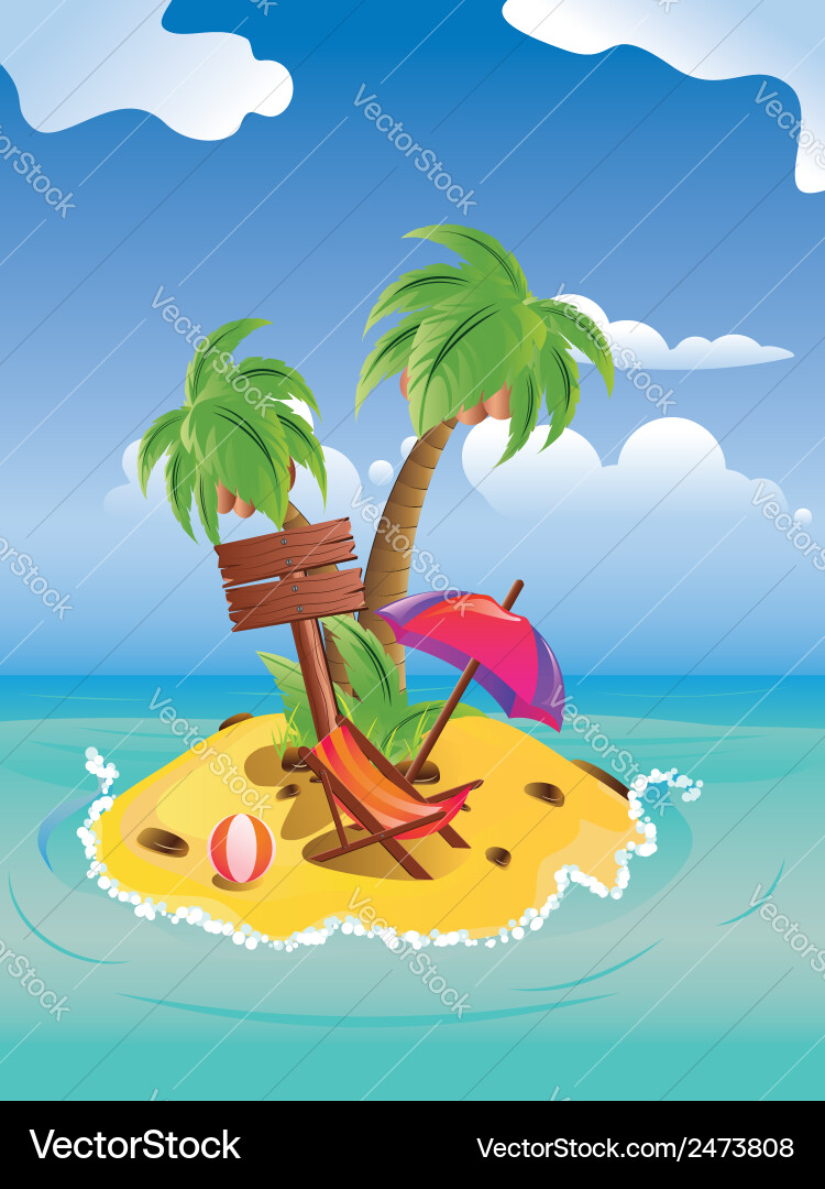 Tropical Palm Island Scene – Royalty-Free Vector | VectorStock, image size:750x1080