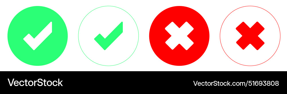 Validation and refusal icons check mark Vector Image