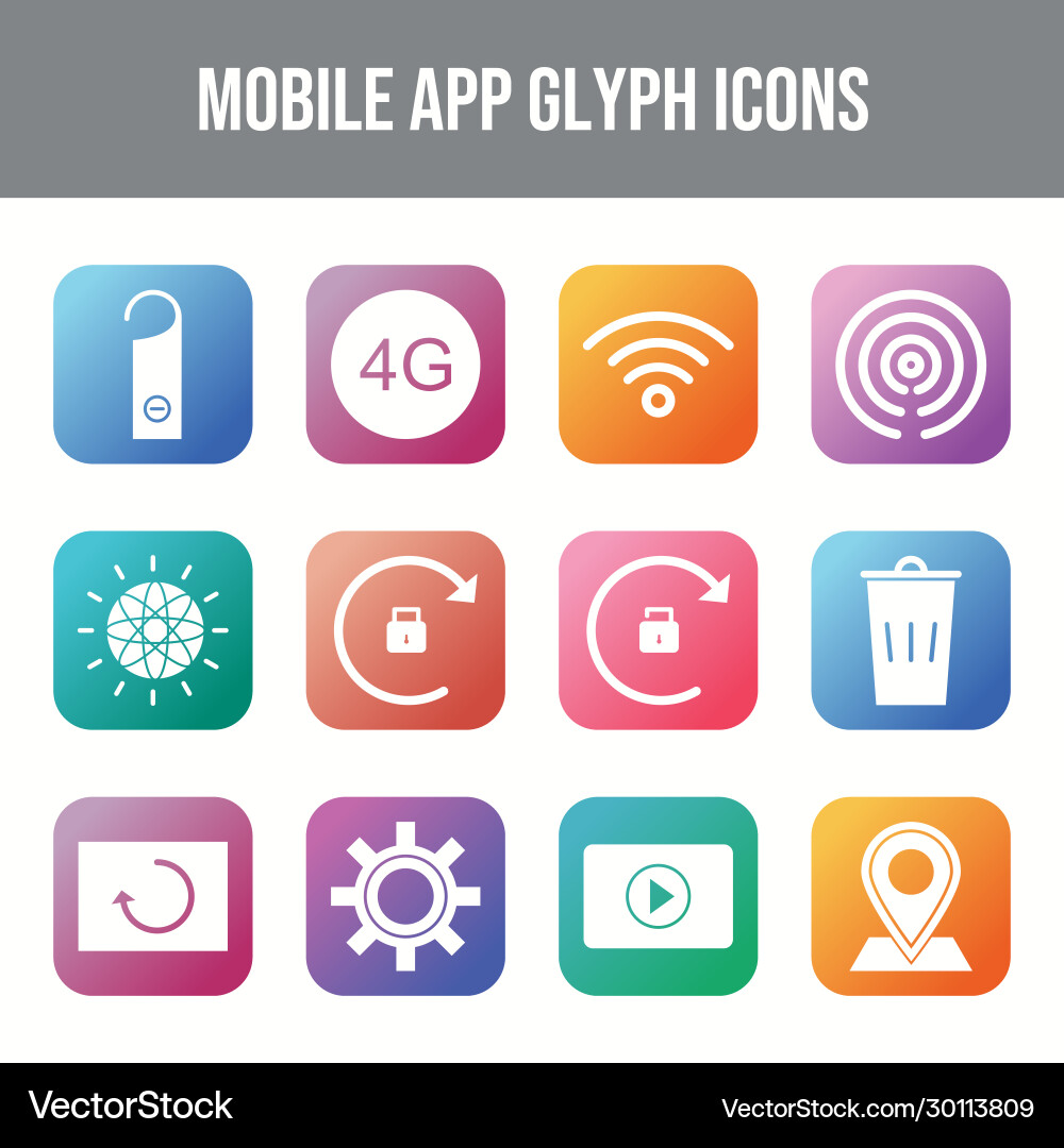 12 mobile app icons in one set Vector Image