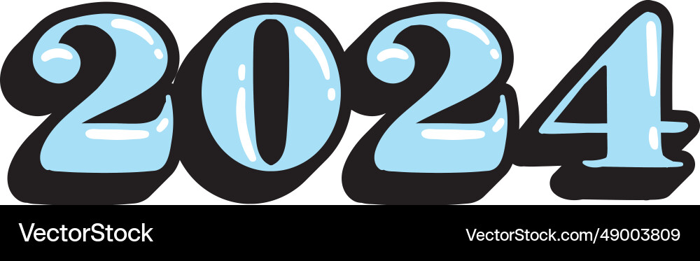 2024 number shiny isolated Vector Image