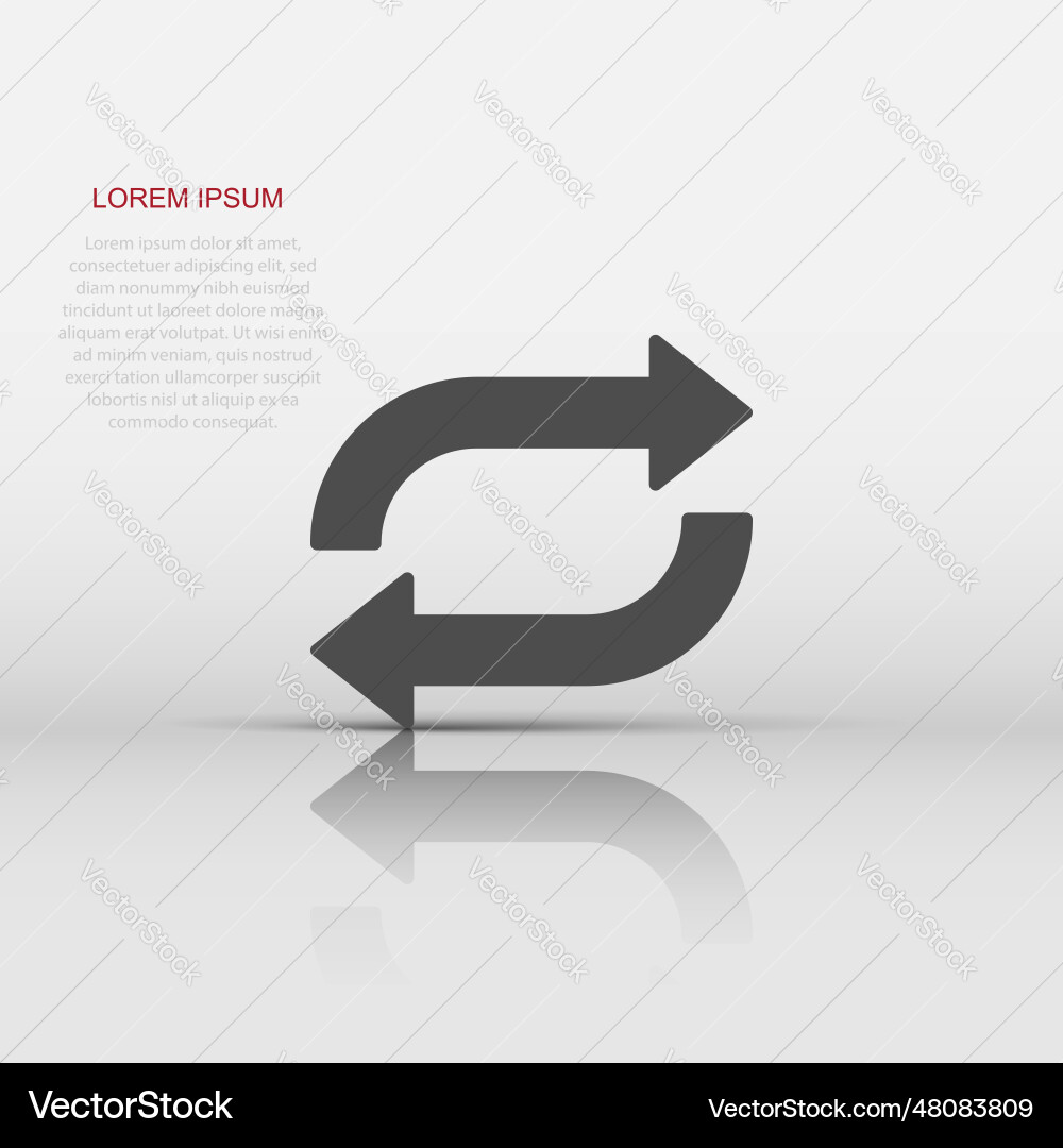 Arrow rotation icon in flat style sync action Arrow rotation icon in flat style sync action vector image