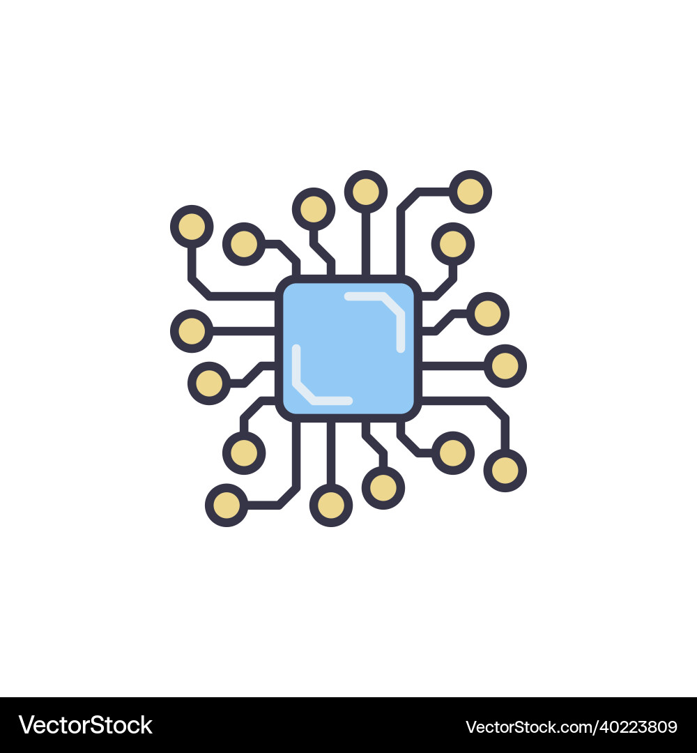 Chip processor or circuit board concept vector image