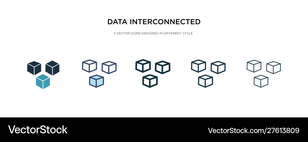 Data interconnected icon in different style two Data interconnected icon in different style two vector image