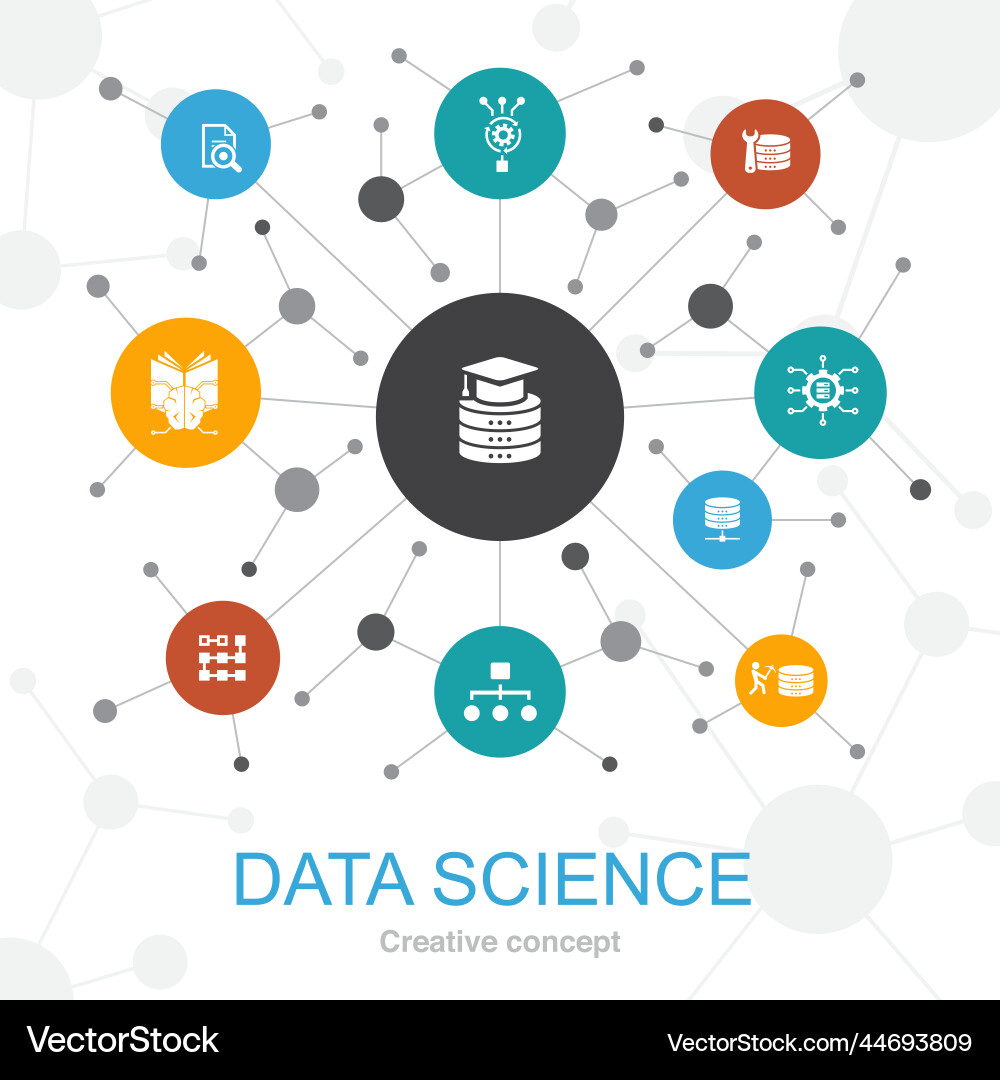 Data Science Web Concept with Icons vector image