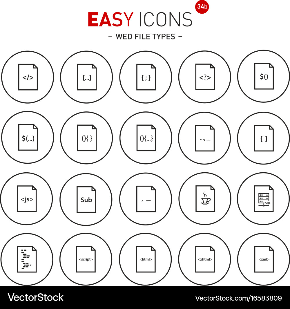 Dateityp Icons - Web Programmierung vektorbild