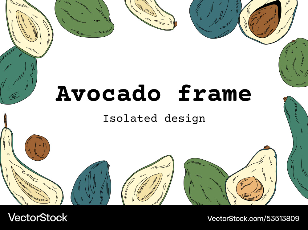 Design layout of a square frame with avocado Design layout of a square frame with avocado vector image