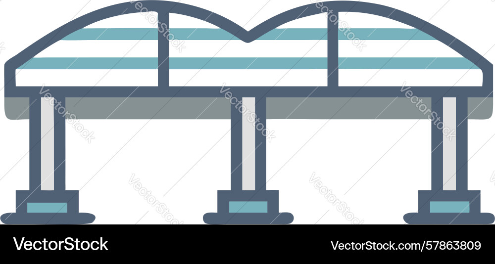 Double-deck bridge icon for complex structures Vector Image