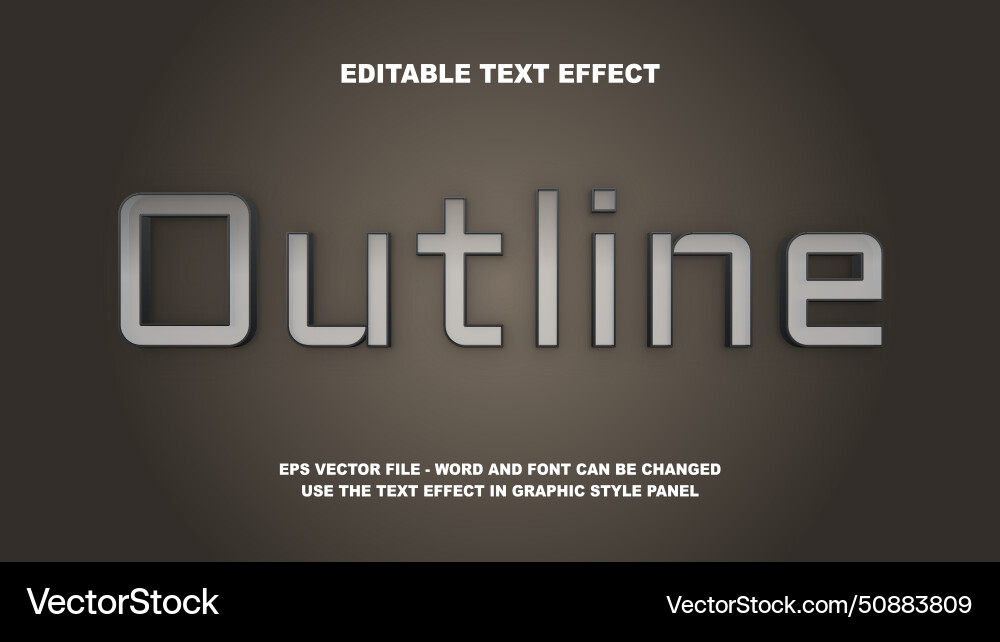 Editable text effect outline 3d template Vector Image