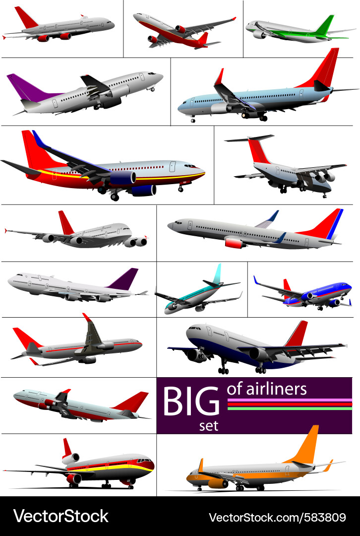 Flying Aircraft Collection vector image