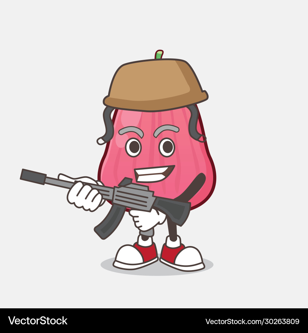 Java apple cartoon mascot character in an army vector image