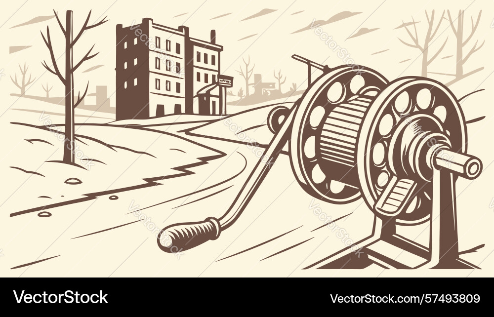 Old building with a bare tree and rustic Vector Image