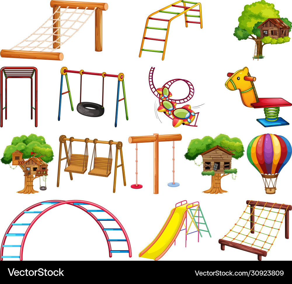 Playground Set of Slides and Swings vector image