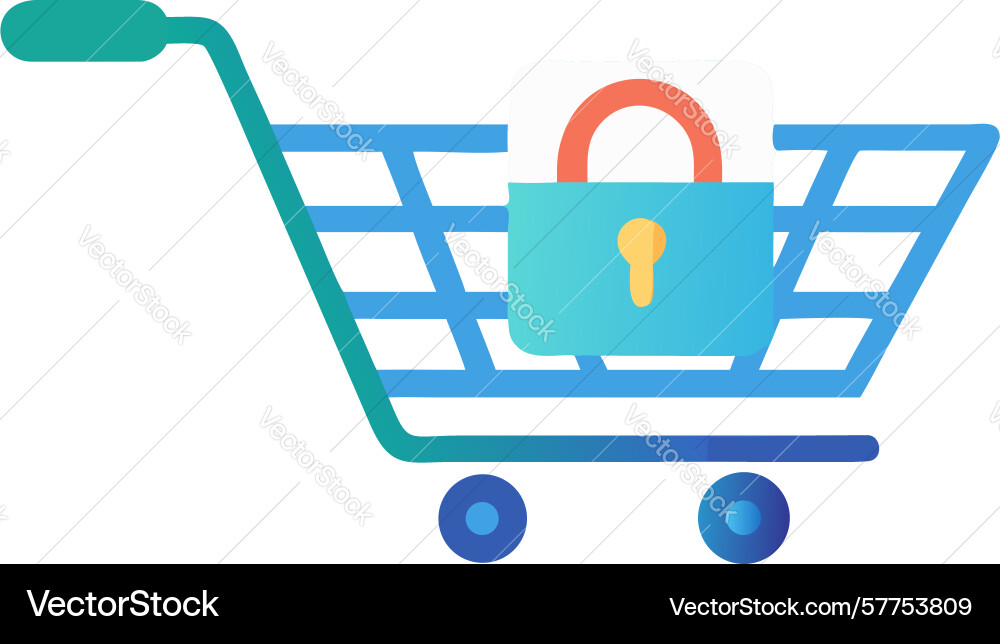 Secure shopping cart icon design generative ai vector image