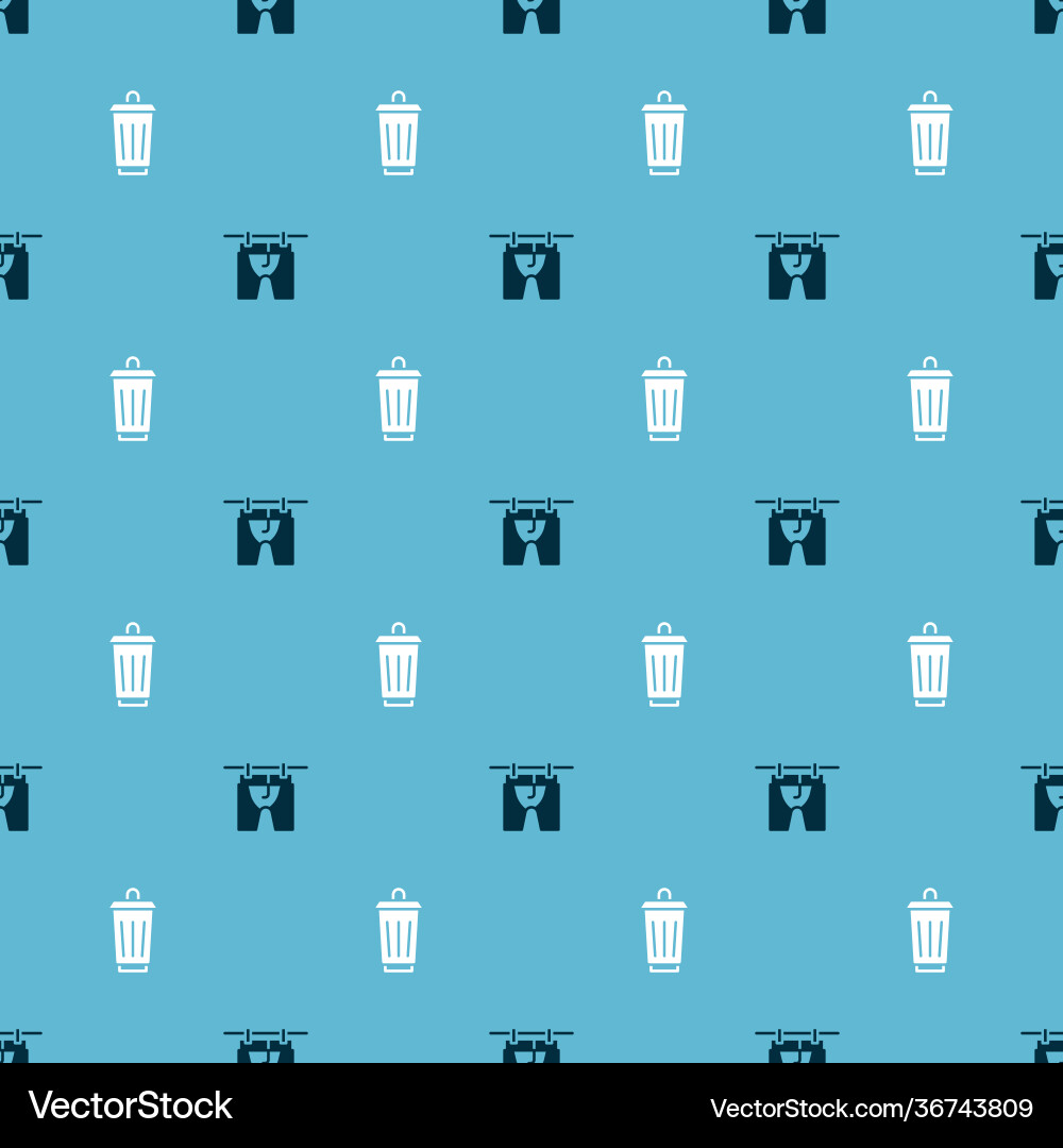 Set drying clothes and trash can on seamless Set drying clothes and trash can on seamless Vector Image