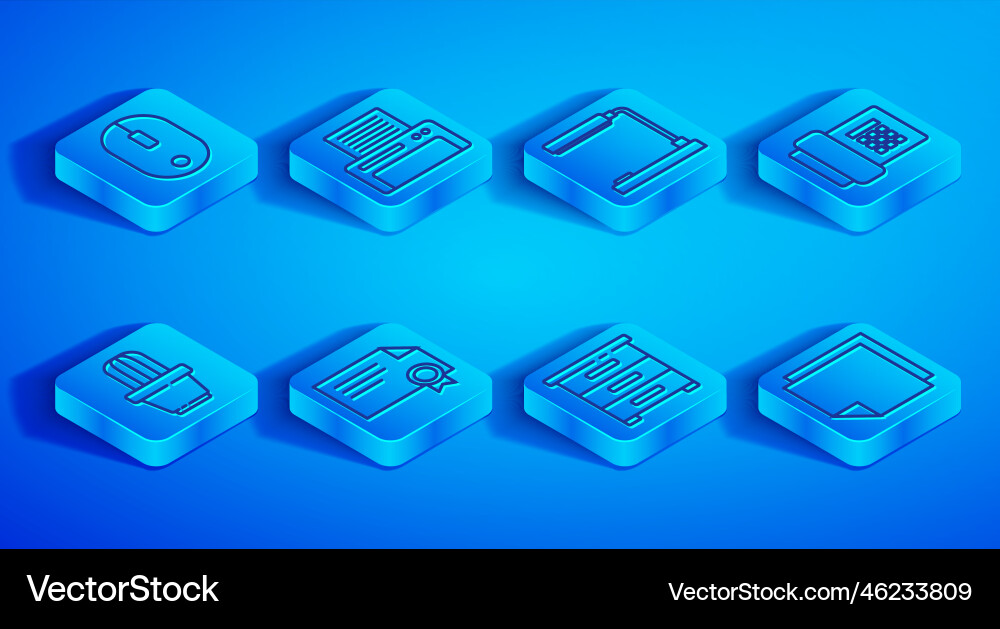 Set line computer mouse printer table lamp Set line computer mouse printer table lamp vector image