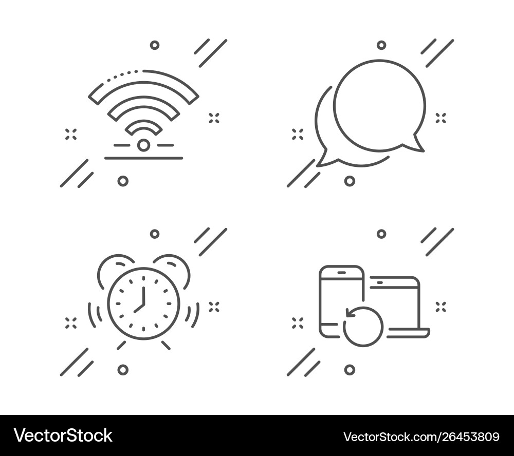 Wifi time management and chat message icons set vector image