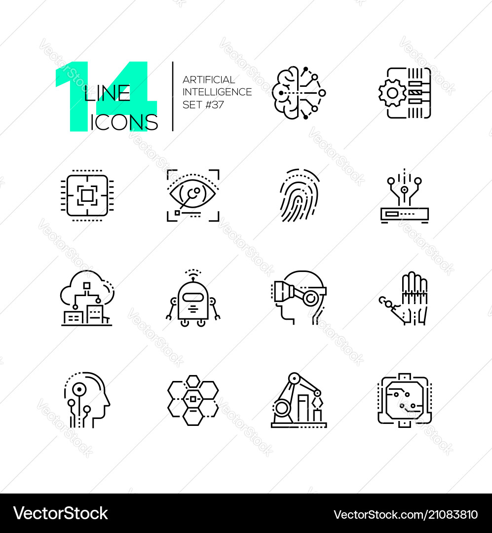 Artificial intelligence - set of line design style Artificial intelligence - set of line design style vector image