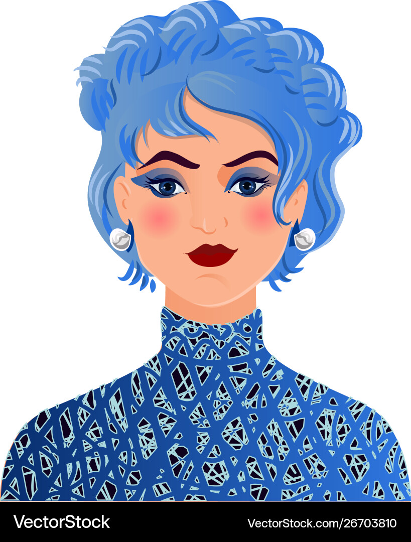 Avatar fashion woman with blue hair makeup Avatar fashion woman with blue hair makeup vector image