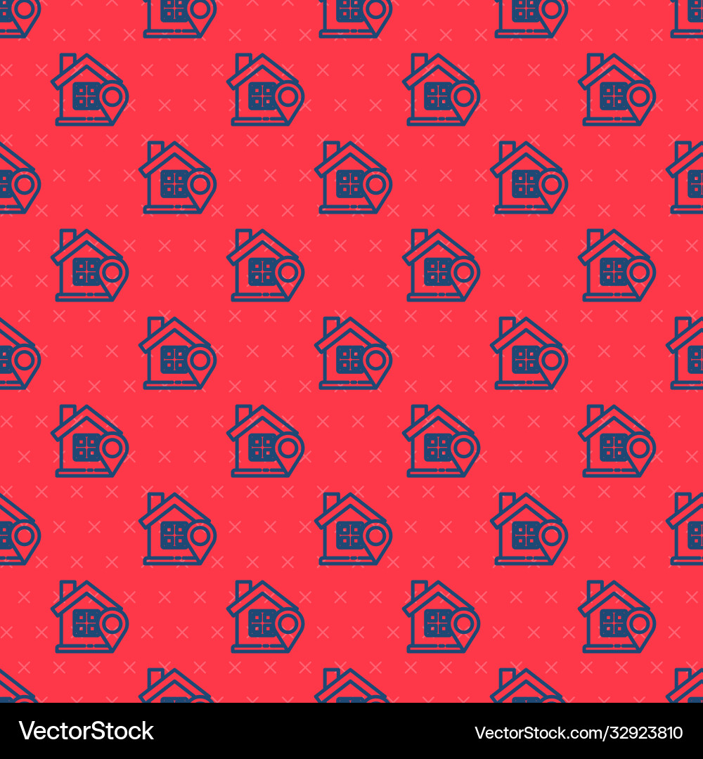 Blue line map pointer with house icon isolated Blue line map pointer with house icon isolated vector image