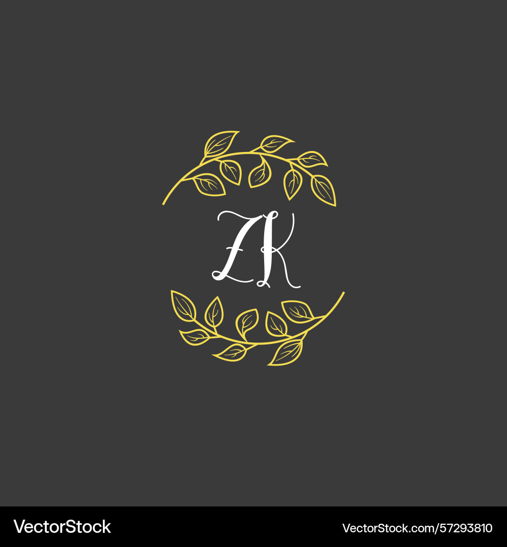 Botanical monogram logos with initial zk Vector Image
