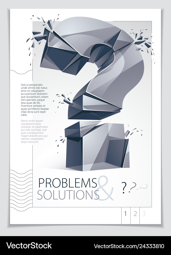 Broken question mark exploding brochure or flyer Broken question mark exploding brochure or flyer vector image