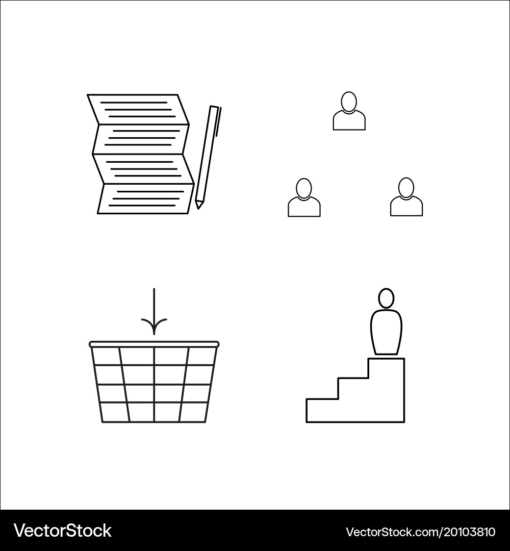 Business simple linear icon setsimple outline Vector Image