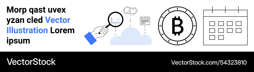 Data analysis with magnifying glass bitcoin Data analysis with magnifying glass bitcoin vector image
