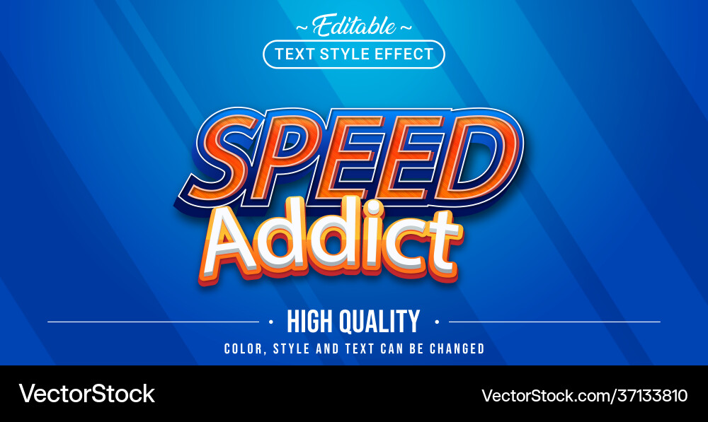 Editable text style effect - speed addict Editable text style effect - speed addict vector image