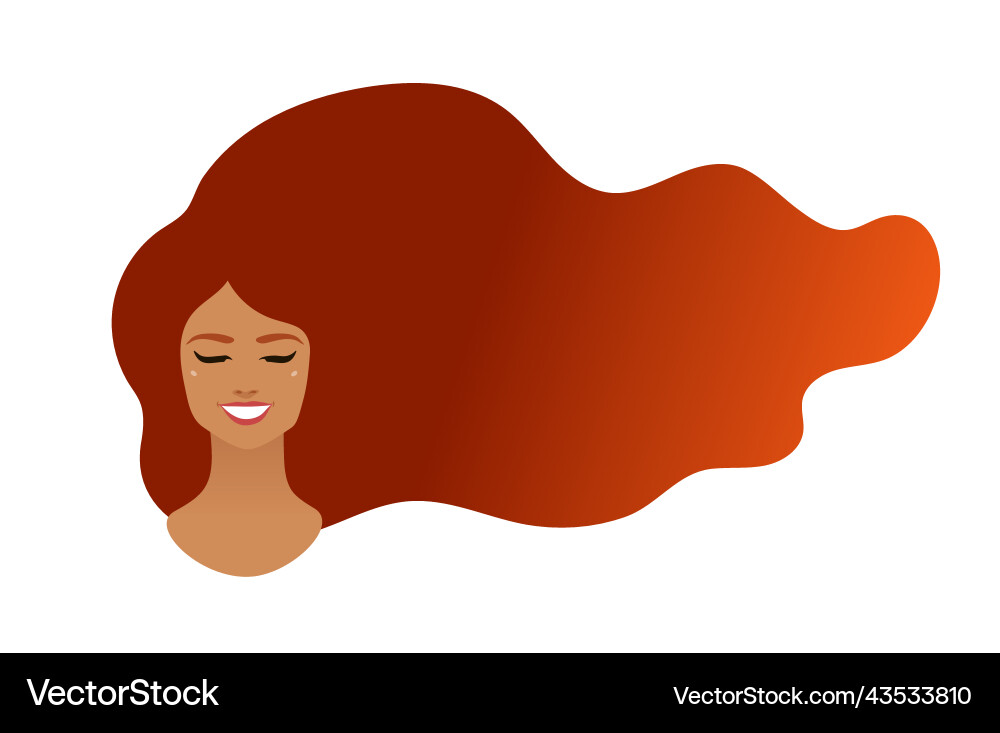 Female portrait with long red hair vector image