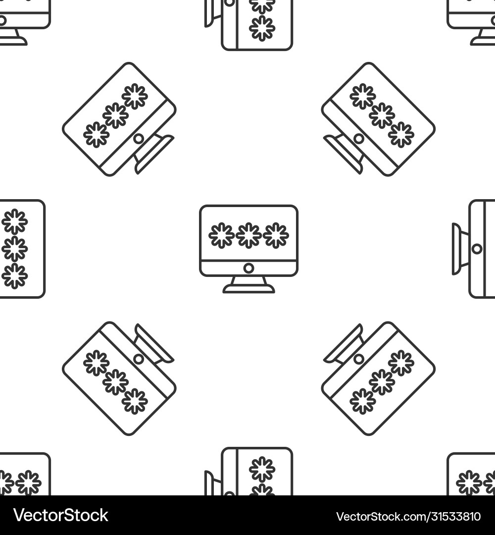 Grey line monitor with password notification icon Grey line monitor with password notification icon vector image