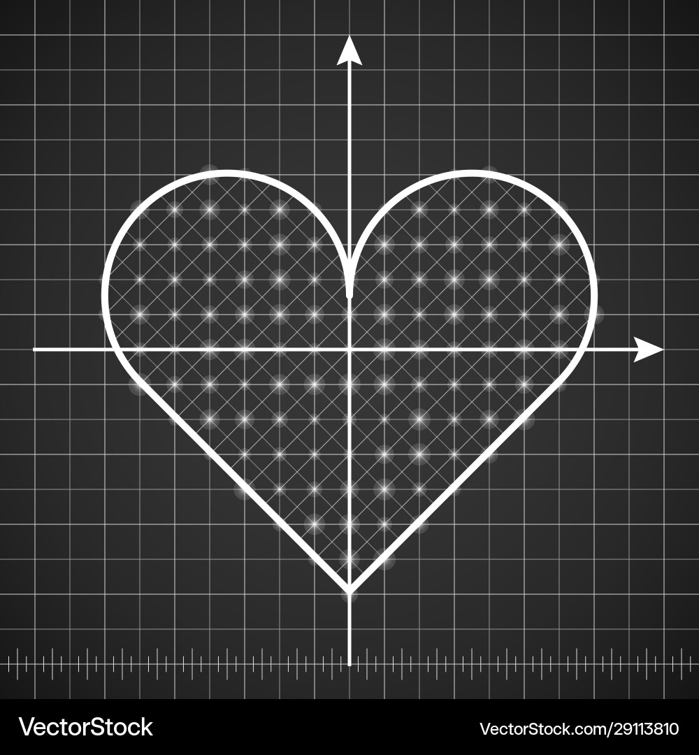 Heart shape drawing template with dark background Vector Image