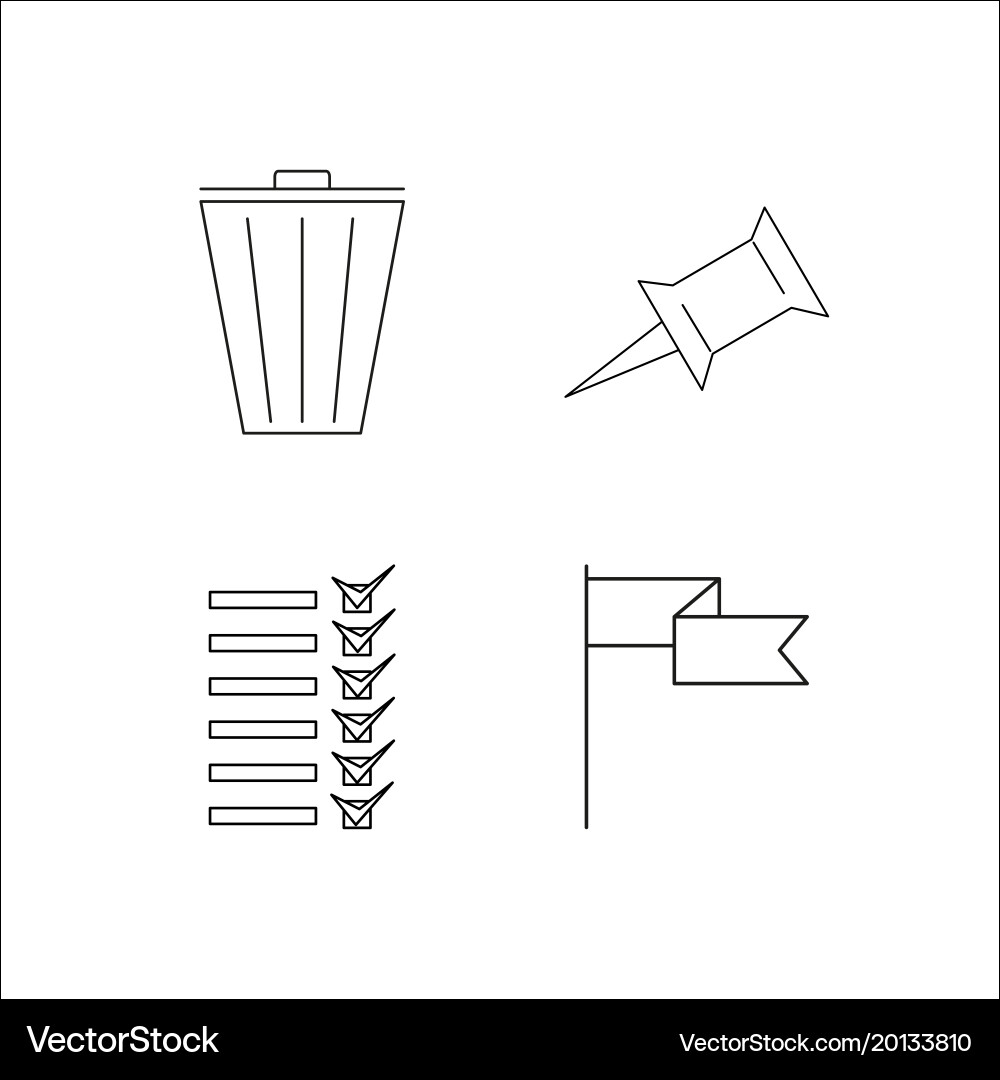 Office simple linear icon setsimple outline icons vector image