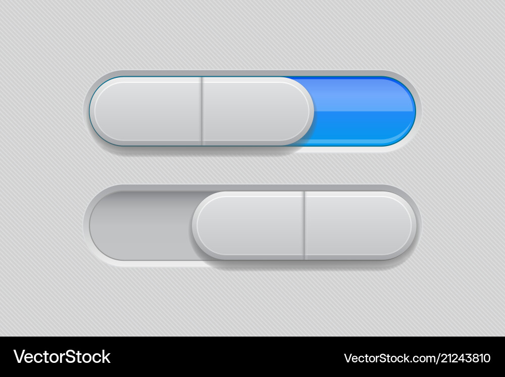 On and off toggle switch buttons slider gray vector image