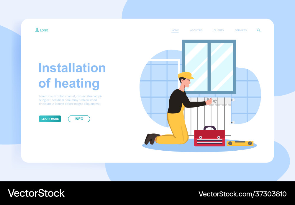 Plumber Installing Heating System Vector Image