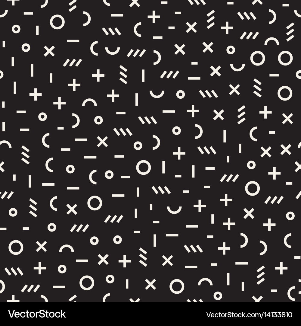 Retro geometric line shapes seamless patterns vector image